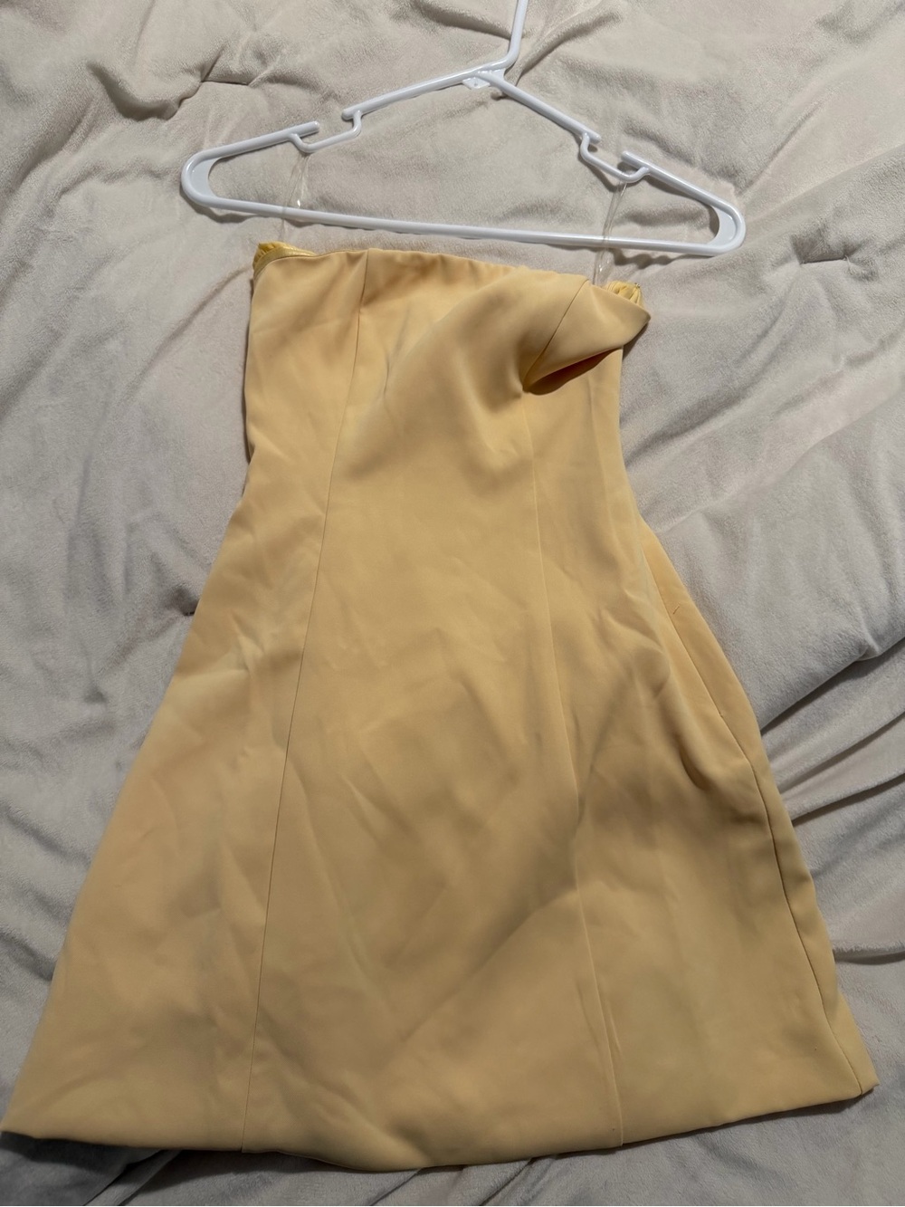 Peppermayo Strapless Mini Dress in Pale Yellow
